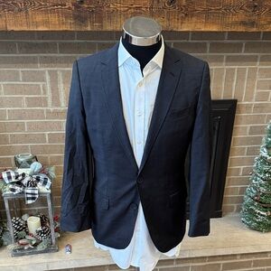 Hugo Boss mens 36R black micro pattern 2-button wool sport coat EUC